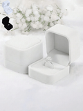Ring Box – Elegant white PU leather gift case for weddings, graduations, birthdays, and anniversaries.