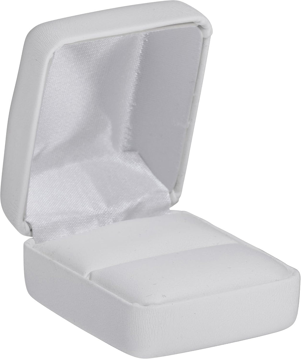 Ring Box – Elegant white PU leather gift case for weddings, graduations, birthdays, and anniversaries.