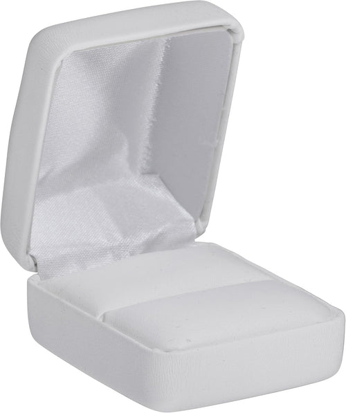 Ring Box – Elegant white PU leather gift case for weddings, graduations, birthdays, and anniversaries.