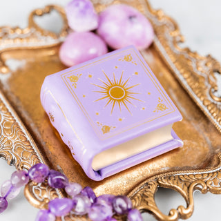 Dawn Court Leather Book Ring Box – Amethyst Light Edition (Small)