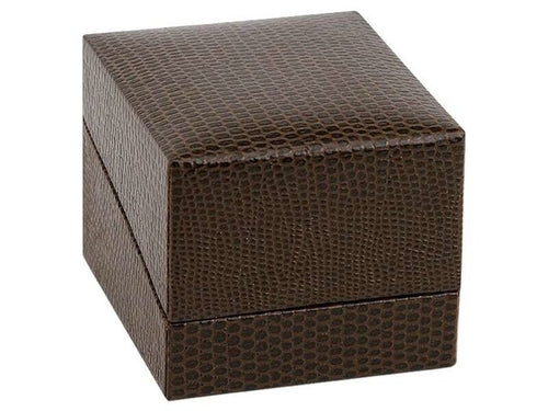 Croco-Effect Ring Box - Brown